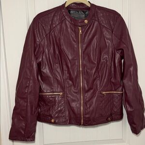 Women's Burgundy faux Leather Jacket